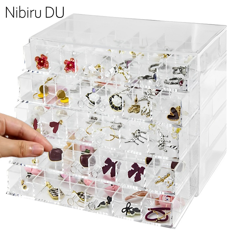File Cabinet Drawer - Transparent Jewelry Storage Box 72/79/120 Grids