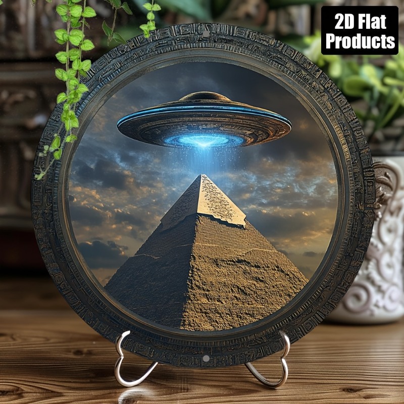 Home Office Kitchen - Pyramid UFO Theme Round Aluminum Metal
