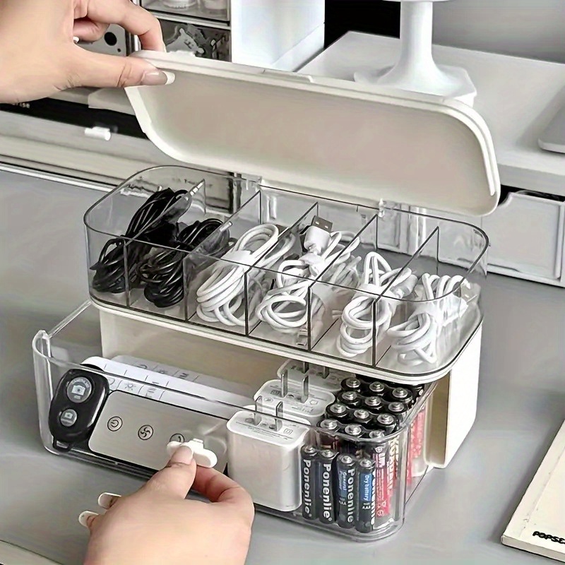Home Office Organization - Double Layer Transparent Desktop Cable Organizer