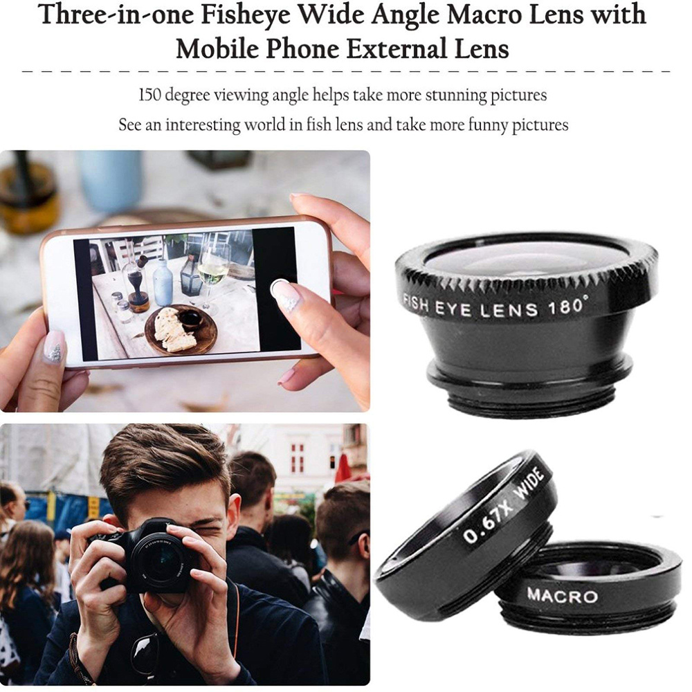 Universal 3 in 1 Fish Eye Lens - Home Office Zoom ulasan dan harga