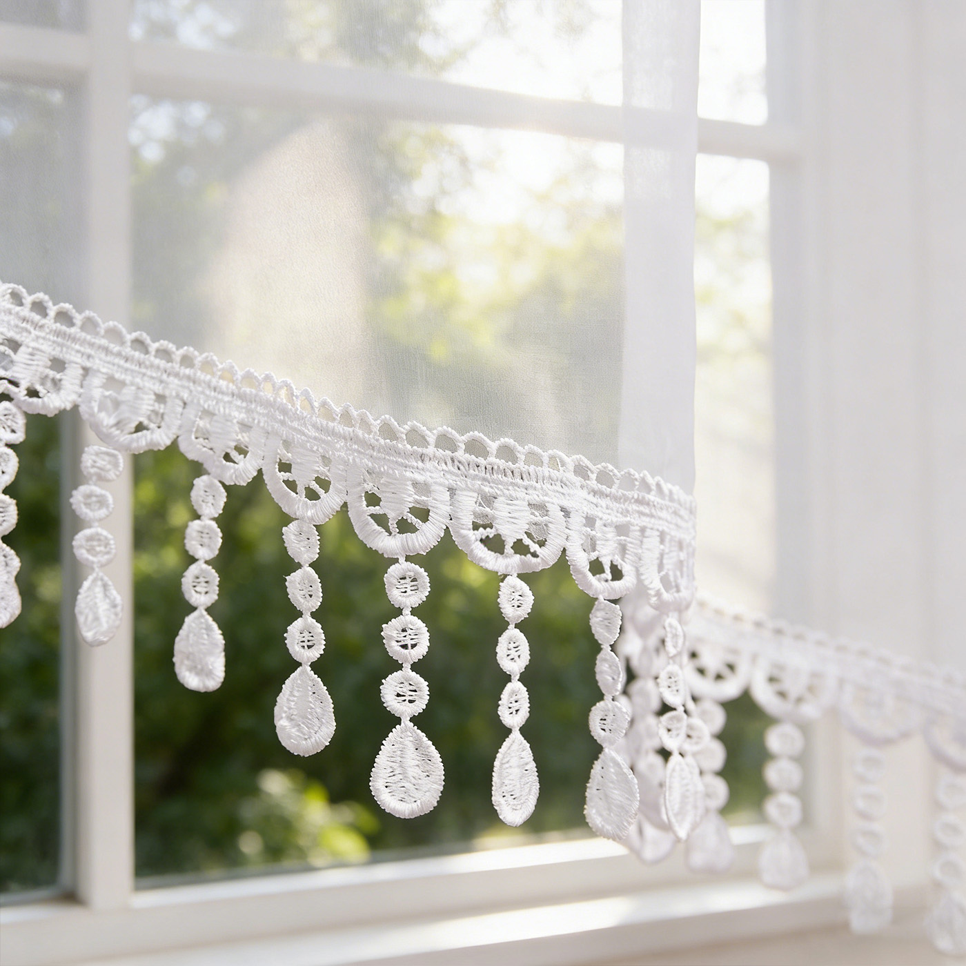 2PCS White Lace Beaded Tassel  - Home Office Kitchen ulasan dan harga