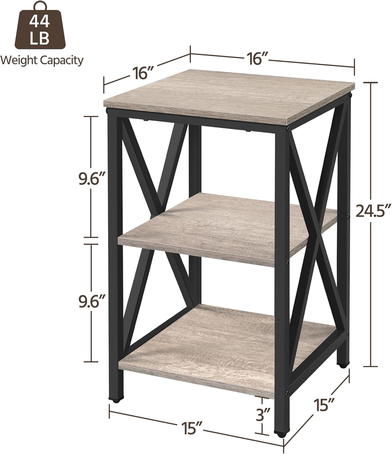 End Table Living Room, 3-Tier  - Home Office Industrial Design ulasan dan harga