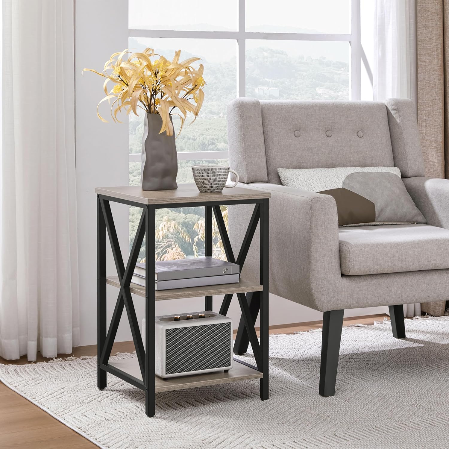 End Table Living Room, 3-Tier  - Home Office Industrial Design ulasan dan harga