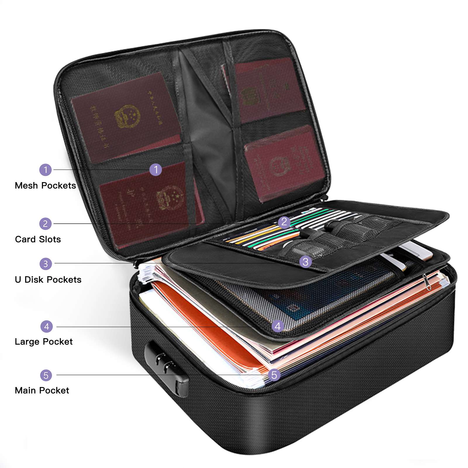 Fireproof Document Bag with Zi - Home Office For Passport ulasan dan harga