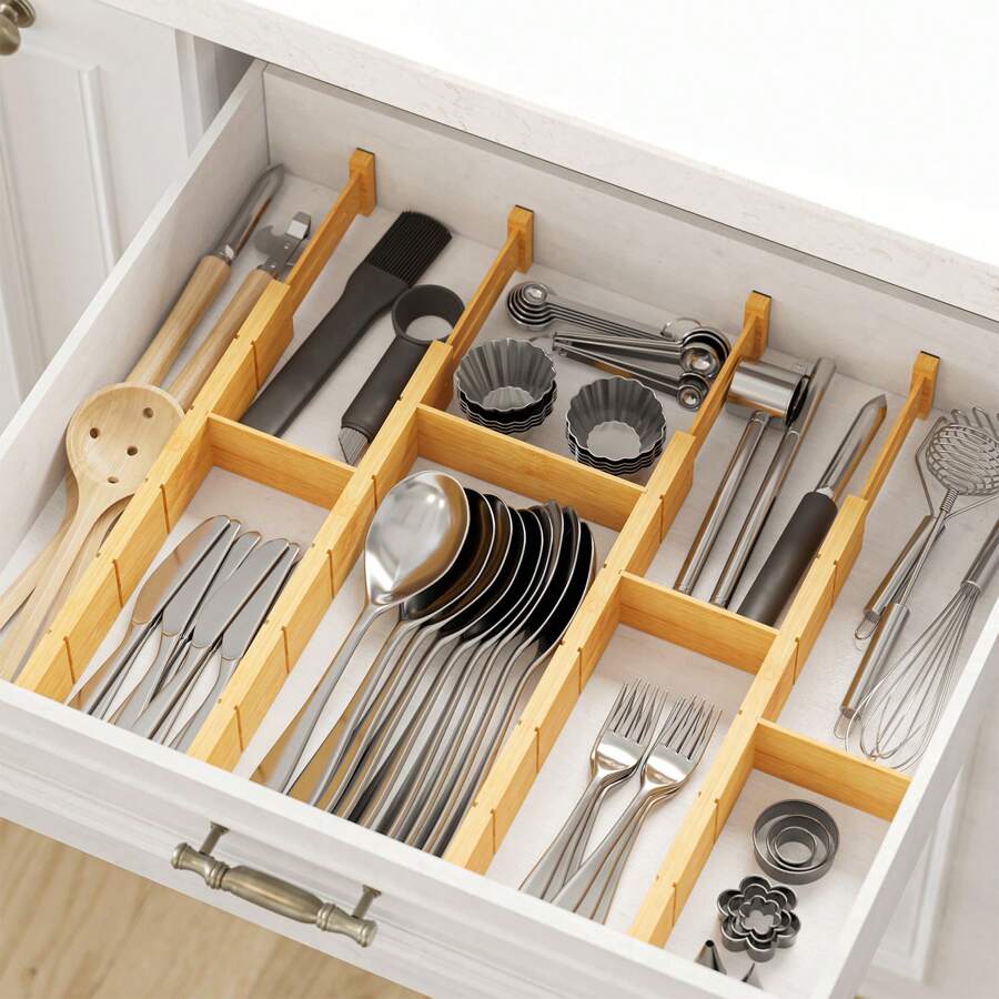 Bamboo Drawer Separators With  - Home Office Kitchen ulasan dan harga