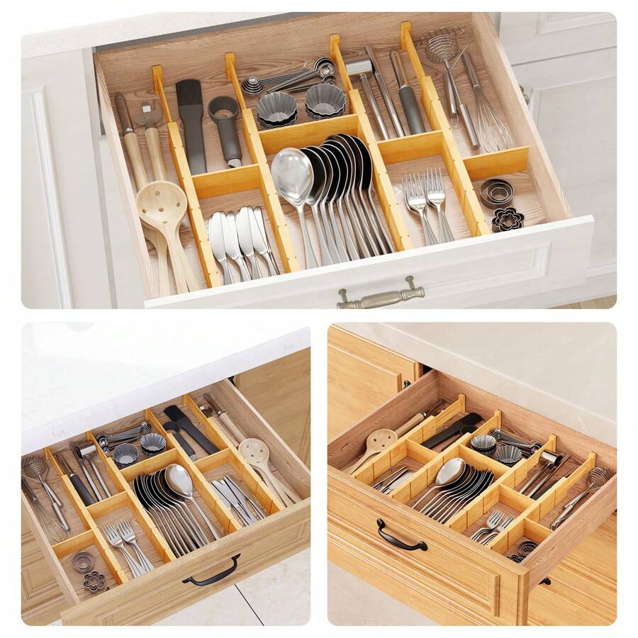 Bamboo Drawer Separators With  - Home Office Kitchen ulasan dan harga