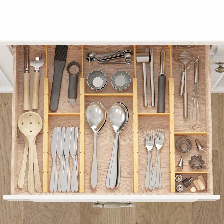 Bamboo Drawer Separators With  - Home Office Kitchen ulasan dan harga