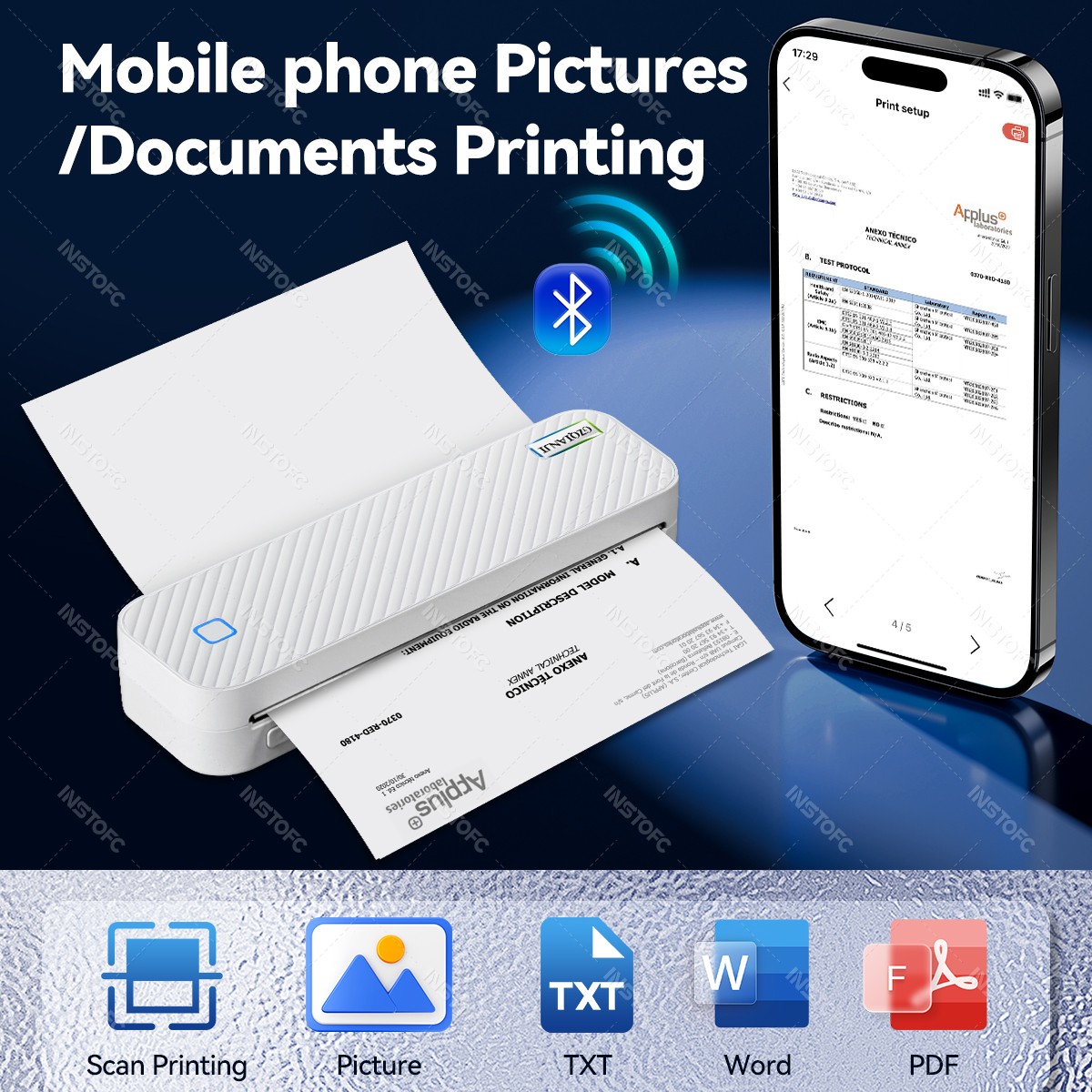 Portable A4 Thermal Printer Bl - Home Office Travel Document ulasan dan harga