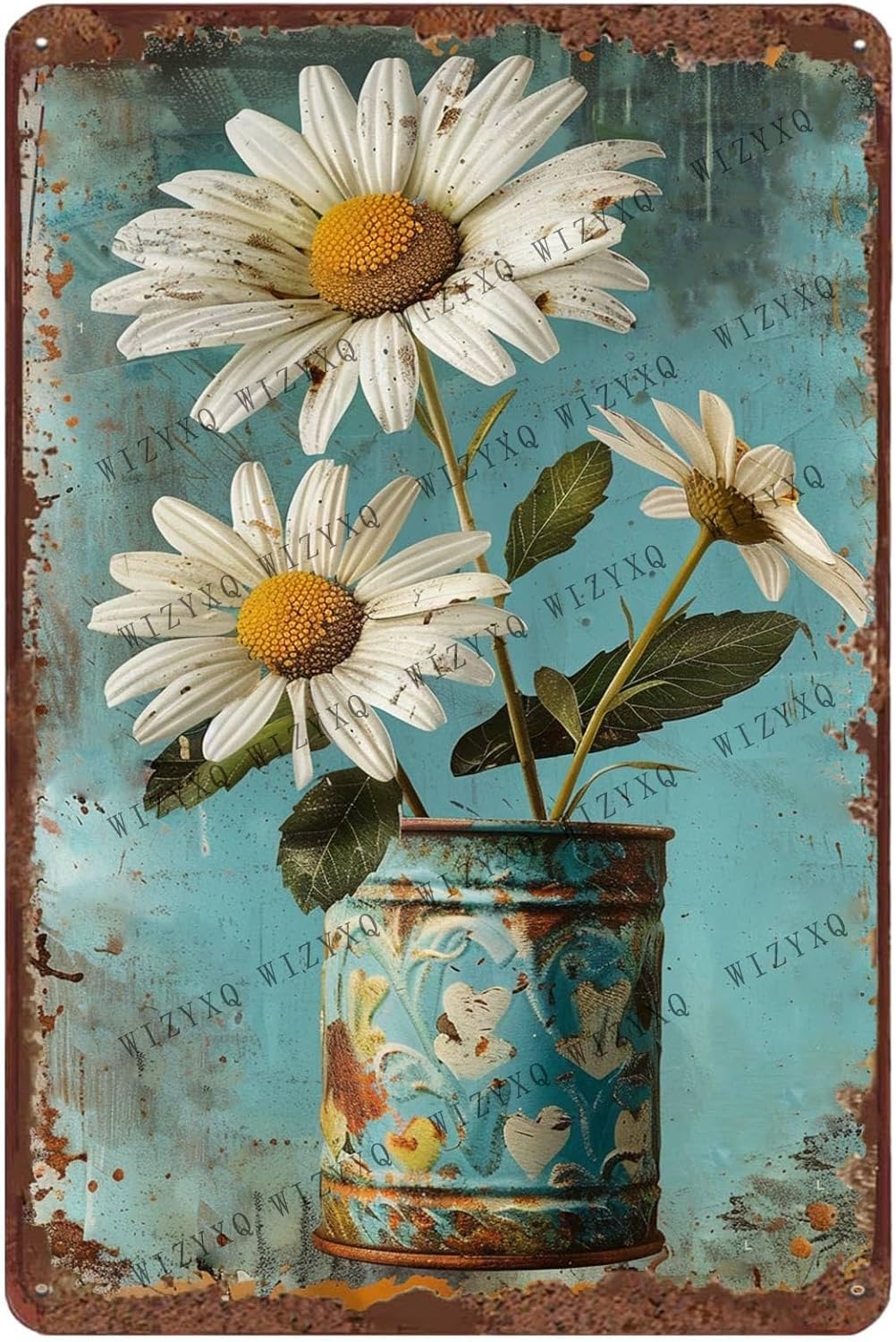 Metal Signs White Daisy Flower - Home Office Kitchen ulasan dan harga