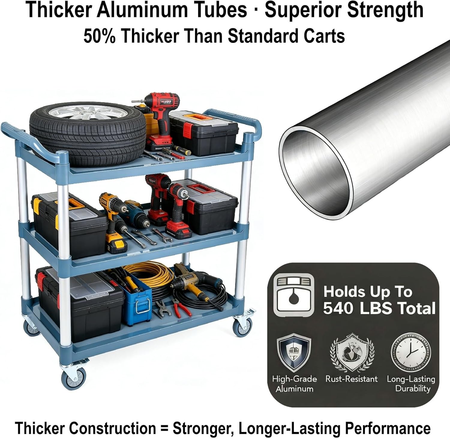 3-Tier Rolling Utility Service - Home Office Kitchen ulasan dan harga