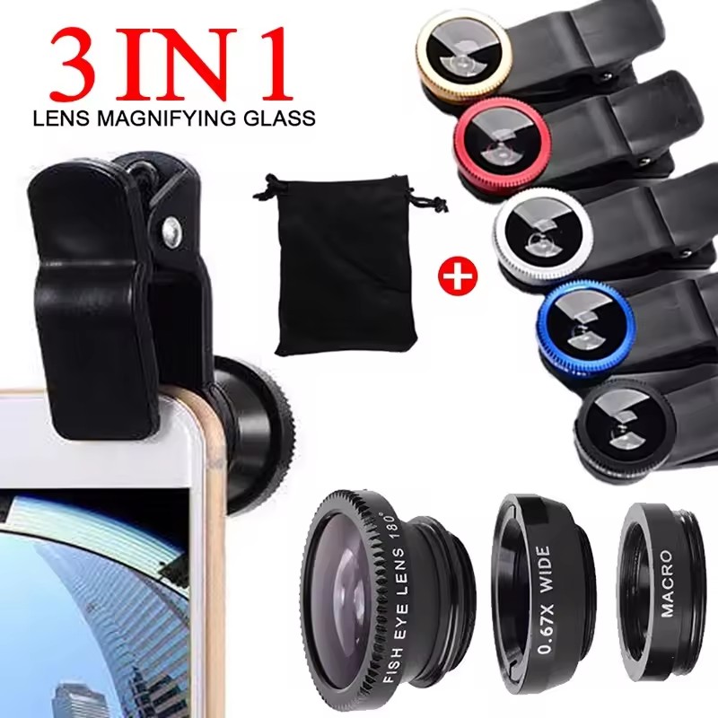 3 In 1 Fisheye Phone Lens 0.67 - Home Office Zoom ulasan dan harga