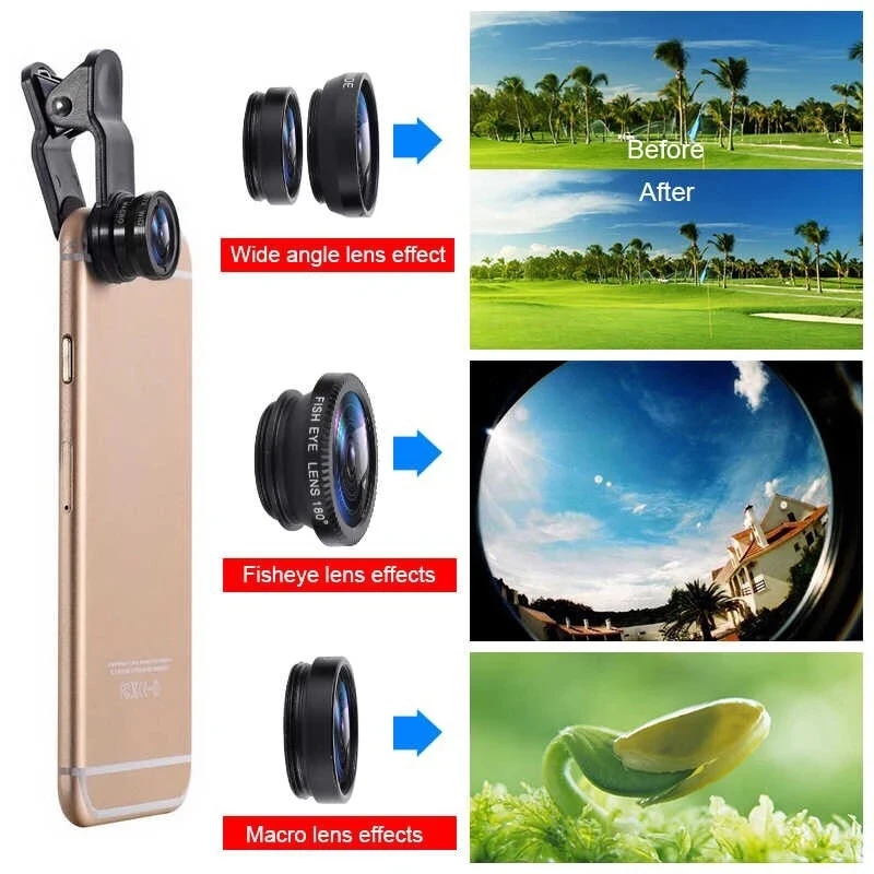 3 In 1 Fisheye Phone Lens 0.67 - Home Office Zoom ulasan dan harga