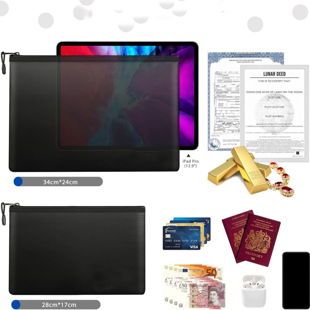 Fireproof Document Bag Waterpr - Home Office For Passport ulasan dan harga