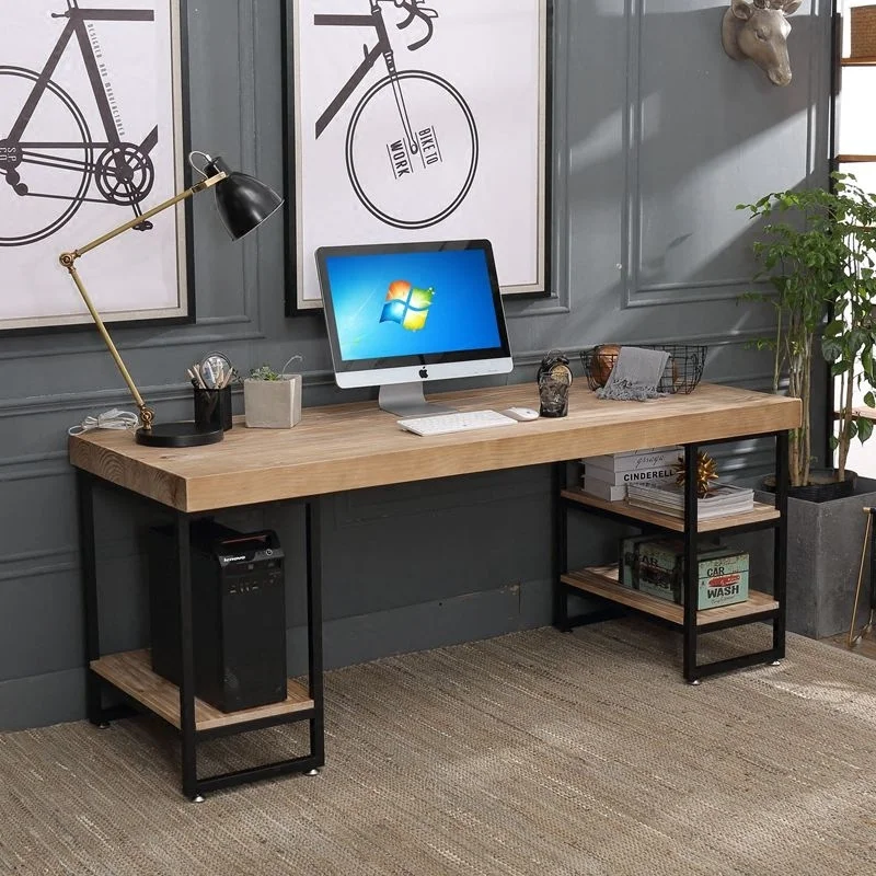 -Wood Single Seat Computer Des - Home Office Industrial Design ulasan dan harga