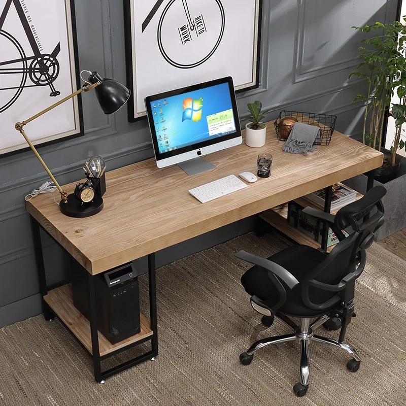 -Wood Single Seat Computer Des - Home Office Industrial Design ulasan dan harga