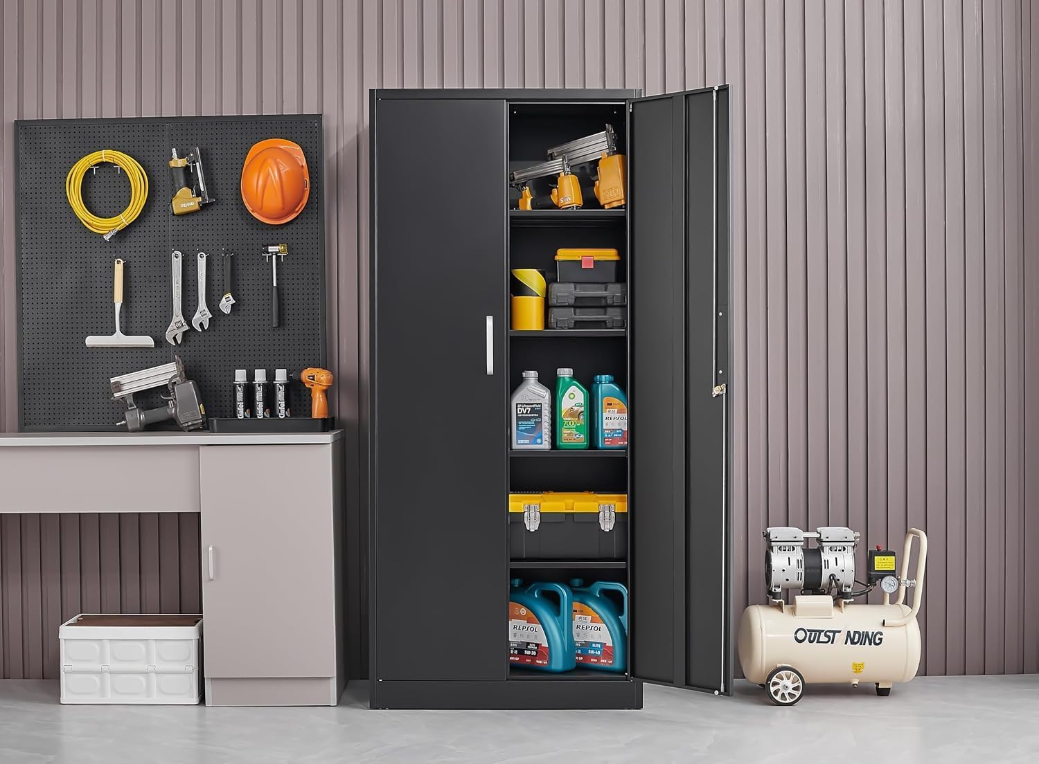 Metal Storage Cabinet With Adj - Home Office Kitchen ulasan dan harga