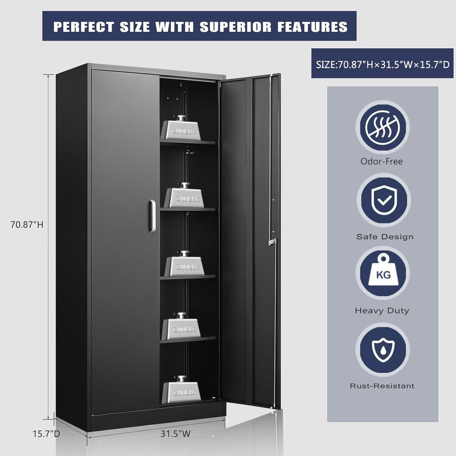 Metal Storage Cabinet With Adj - Home Office Kitchen ulasan dan harga