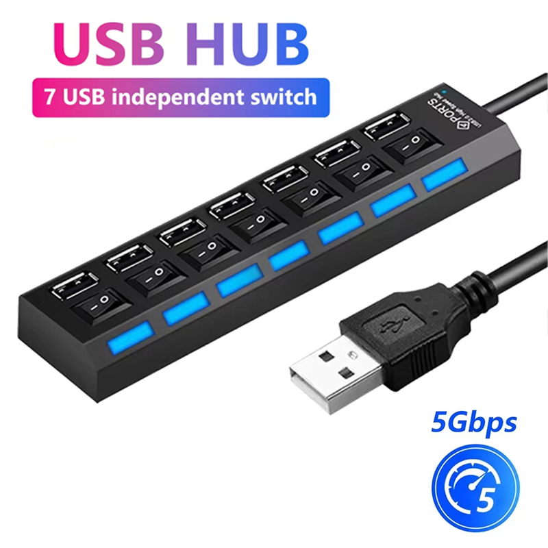 7 Port USB 2.0 Hub Splitter Fo - Home Or Office Use ulasan dan harga