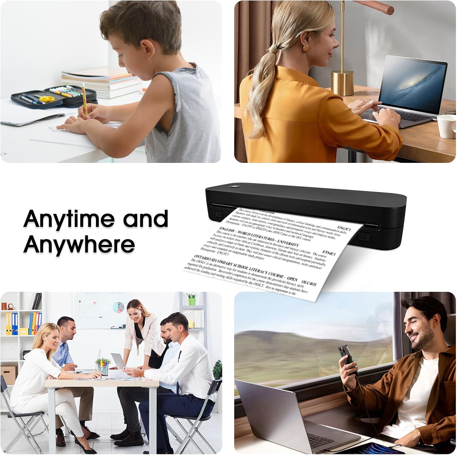 Portable A4 Thermal Printer Bl - Home Office Travel Document ulasan dan harga