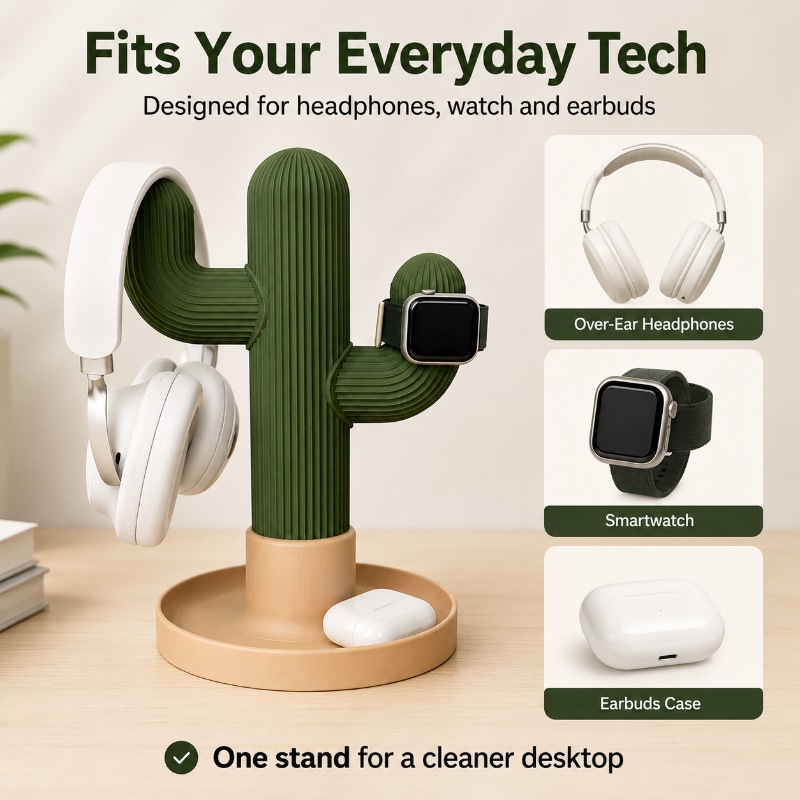 Minimalist Cactus Headset Stan - Home Office Organization ulasan dan harga