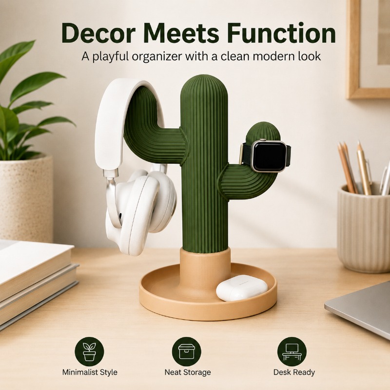 Minimalist Cactus Headset Stan - Home Office Organization ulasan dan harga